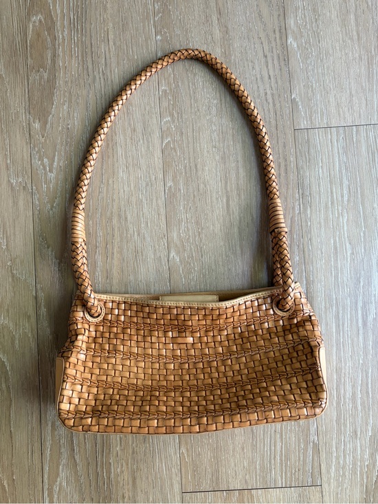 Fossil Handbags - Vintage Fossil Woven Tan Leather Shoulder Bag